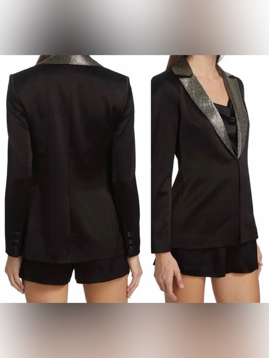 Alice + Olivia Jackets & Blazers - Alice + Olivia Black Silver Beaded Blazer Shorts Suit Set 6/8